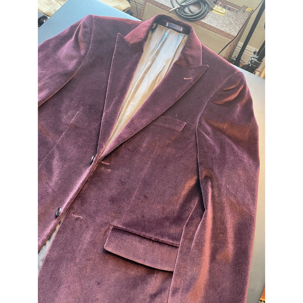 Paul Fredrick Velvet Blazer Mens 40R Wine Merlot Excellent Cotton Sport Coat
